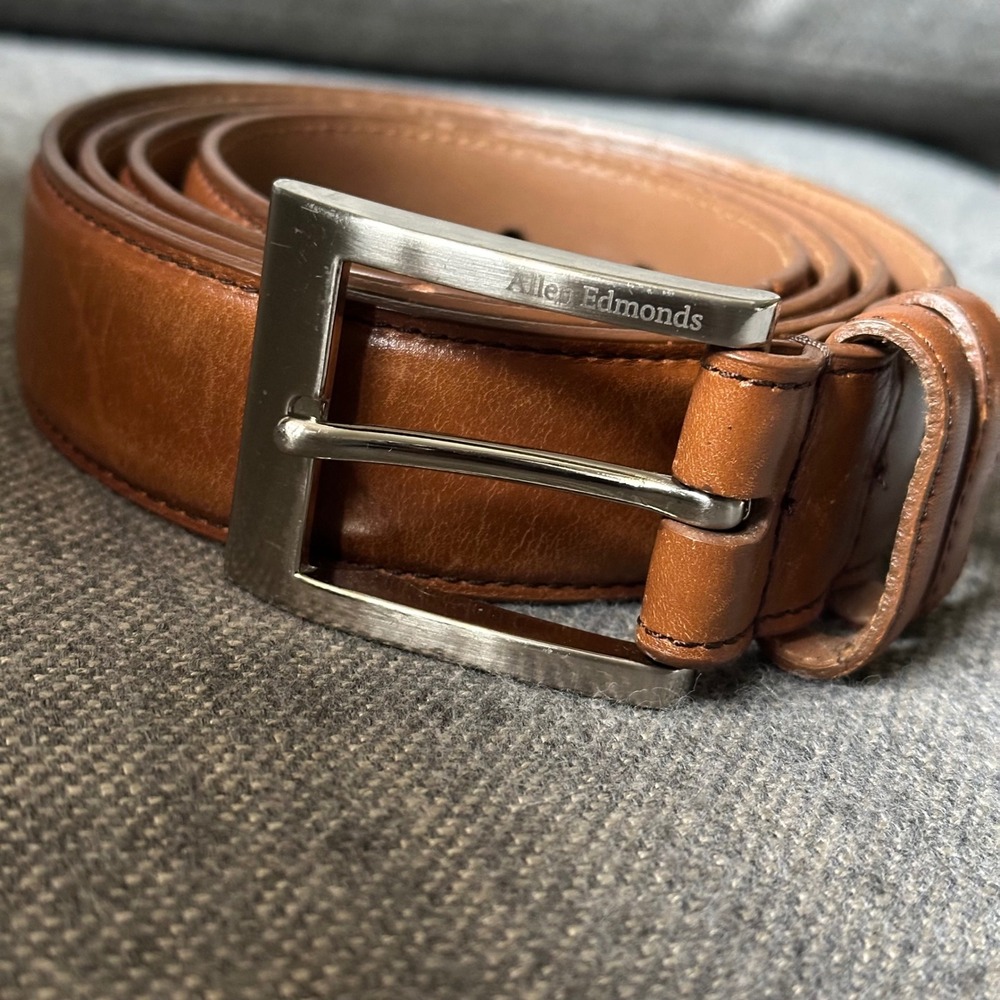 Allen Edmonds Mens Tan Brown Leather Dress Belt 44 USA Made 39590